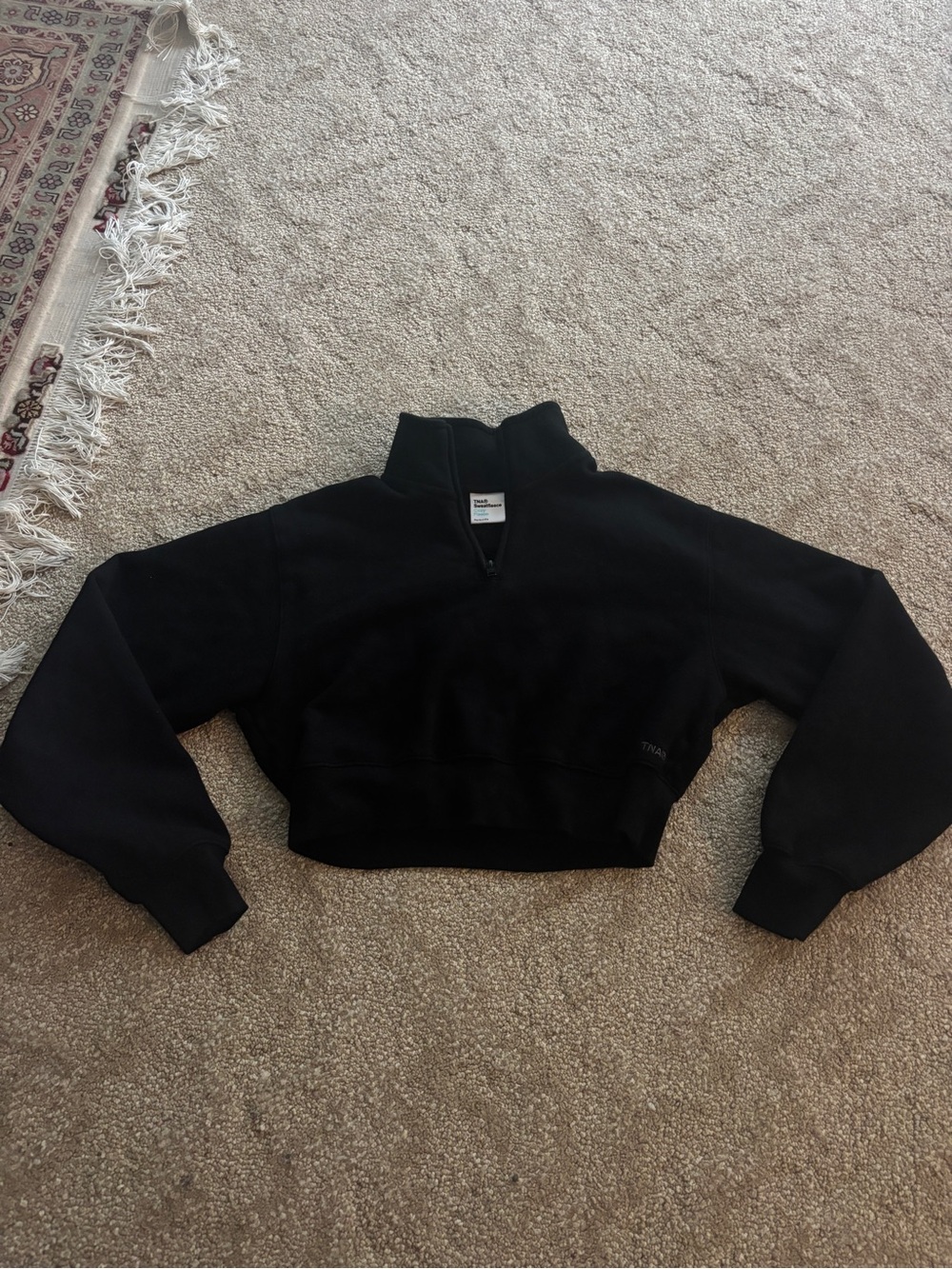 Aritzia Black Cropped Cowl Quarter-Zip Sweater